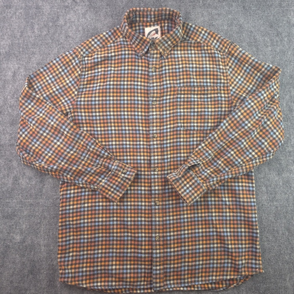 Mountain Khakis Flannel Shirt Medium Brown Blue Plaid Button Down Outdoors